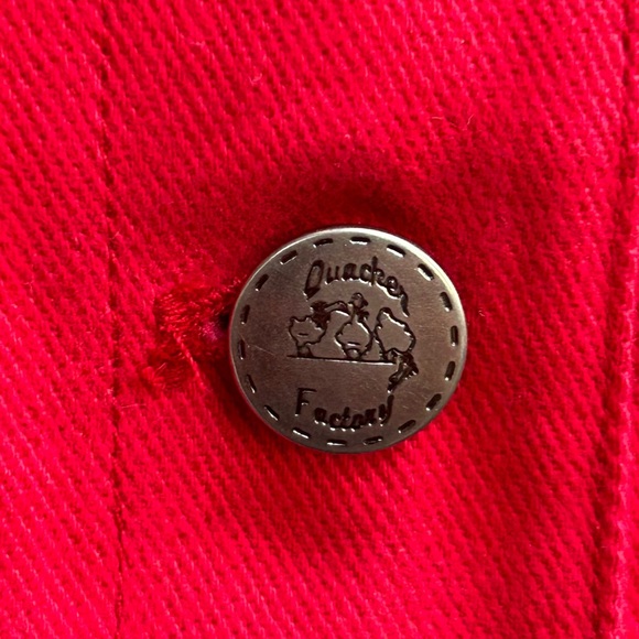 The Quacker Factory Woman's Red Denim Jacket w/ Black Embroidery SZ 2XL C6 - Picture 6 of 7